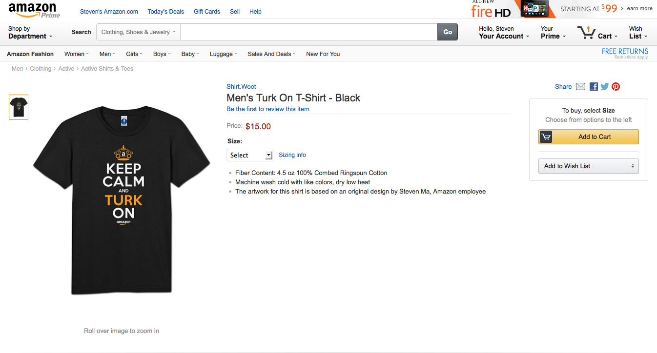 The t-shirt that is on sale at amazon.com